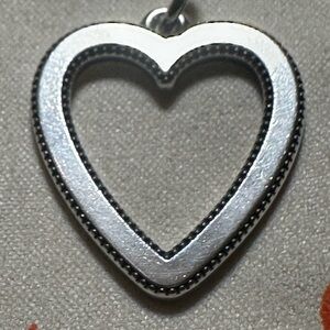 Sterling Silver James Avery Large Open Heart Pendant W/Ribbed Edges-Uncut Loop.